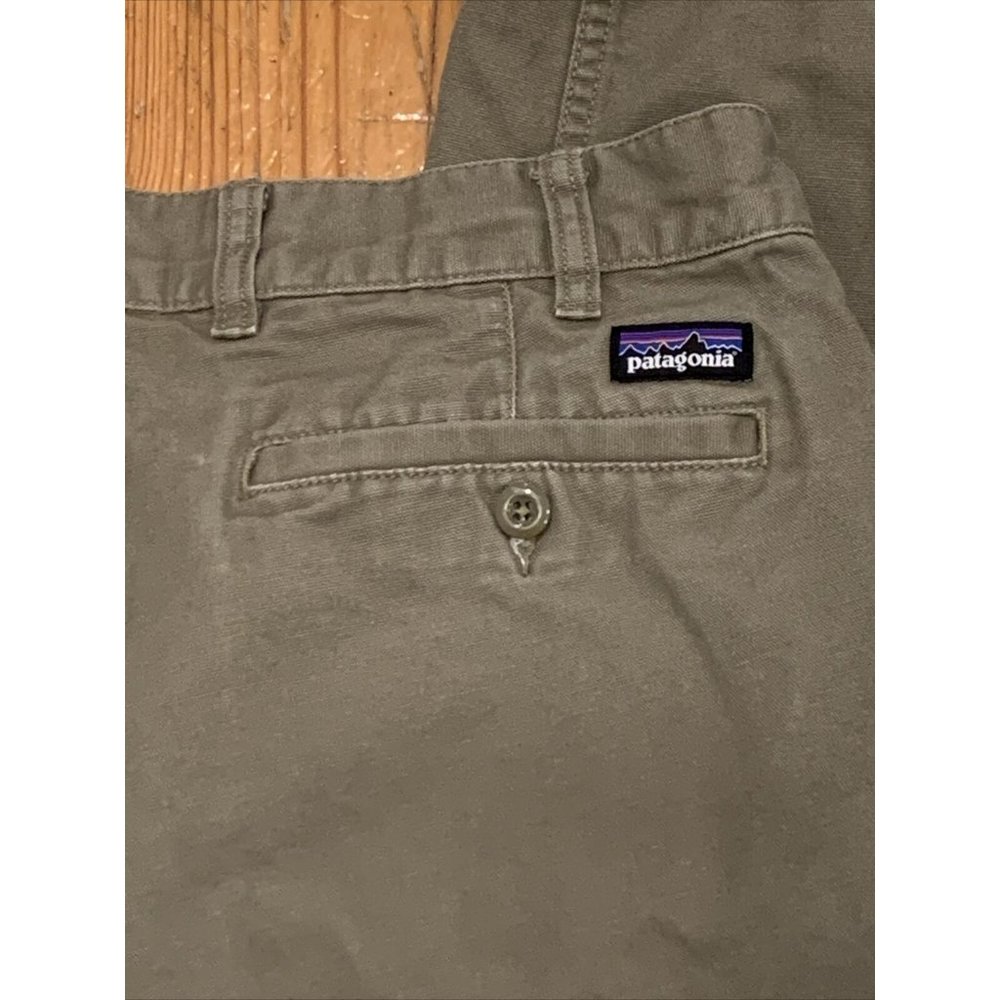 Patagonia Pants Mens 34 Short* Green Straight Flat Front Organic Cotton Canvas